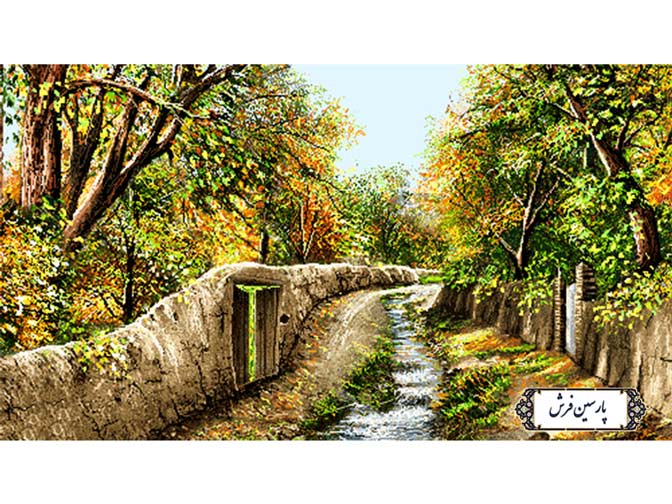 نخ و نقشه تابلو فرش کوچه باغ بهاری - کد NV772
