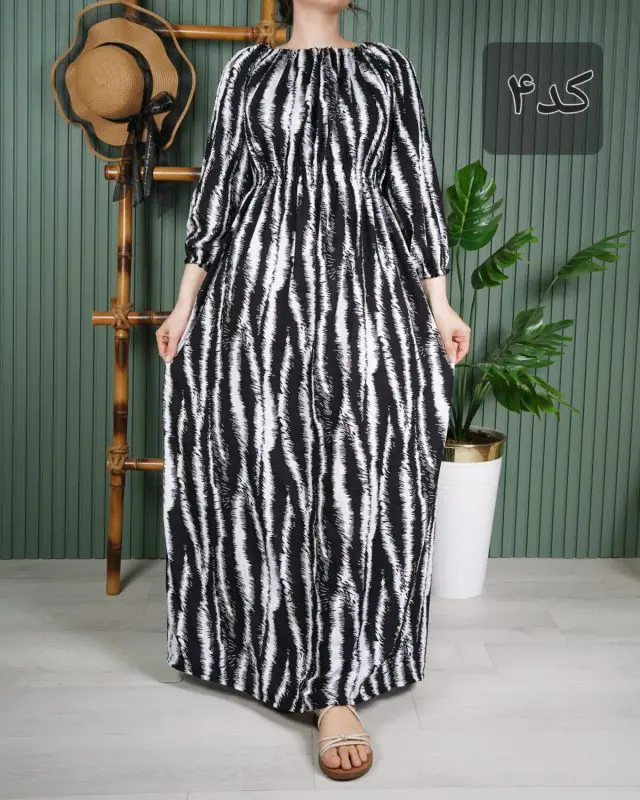 پیراهن ساحلی زنانه نخی U7615 - کد-4