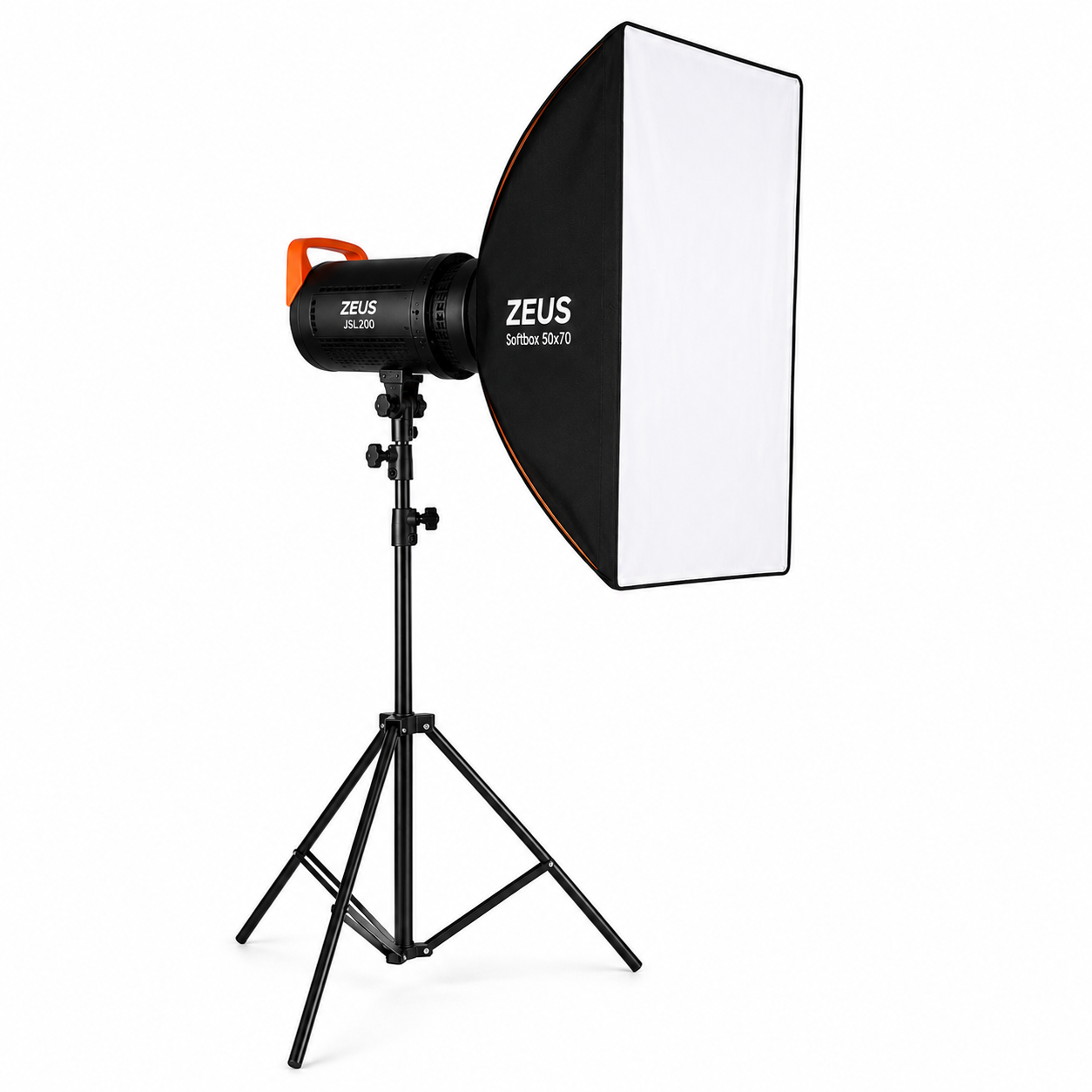ست نور ثابت Zeus JSL-200 به همراه سافت باکس 70×50 و سه پایه نور 803 | پکیج کامل نورپردازی