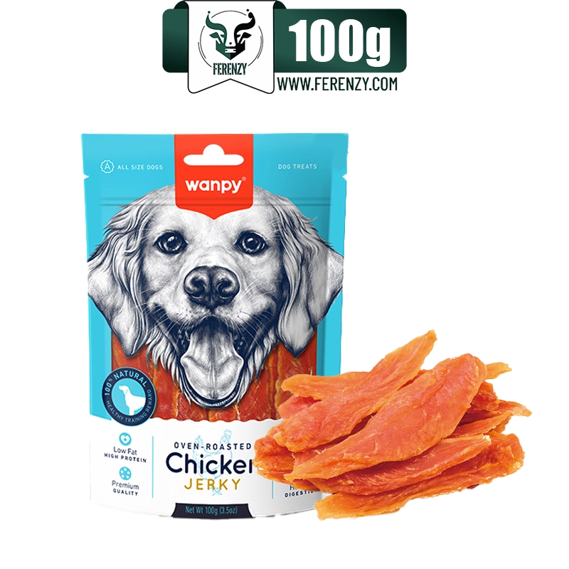 تشویقی سگ ونپی طعم مرغ مدل جرکی Chicken Jerky وزن 100 گرم