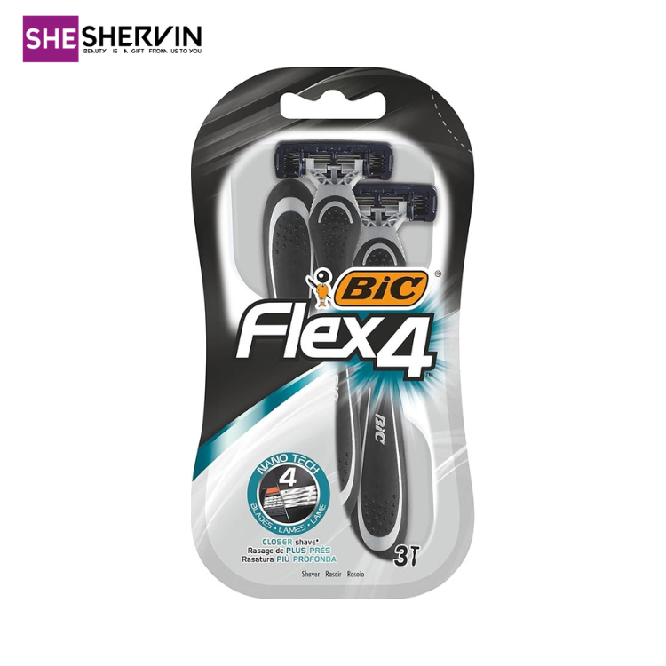 تیغ بیک مردانه 4لبه مدلFlex 4 بسته 3 عددی