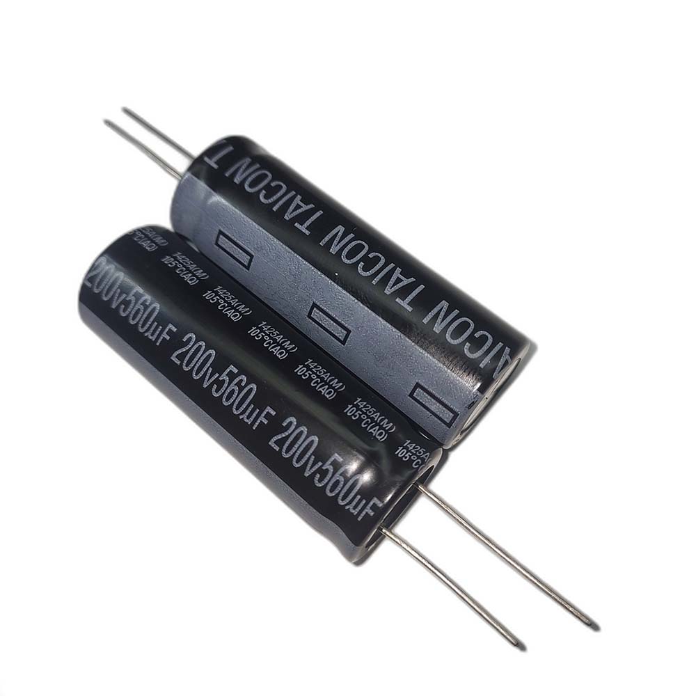 خازن الکترولیتی 560uF / 200V مارک TAICON P(AQ) سایز 18mmx51mm