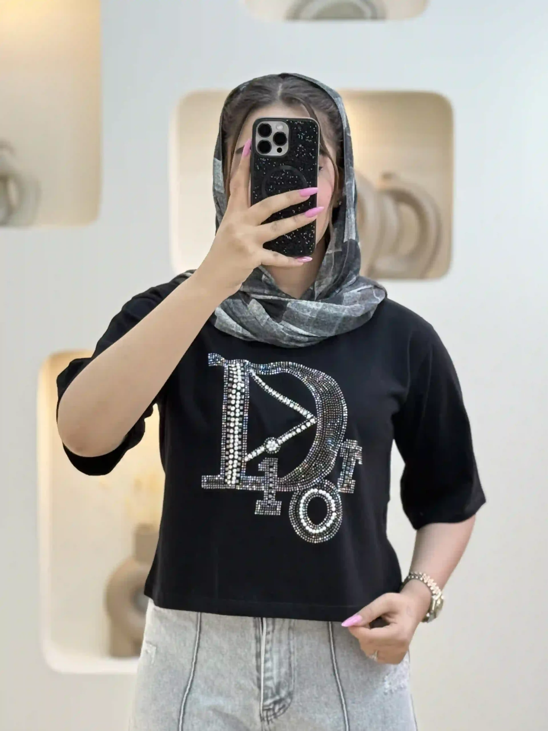 کراپ رنگی (Dior)-11823 - مشکی