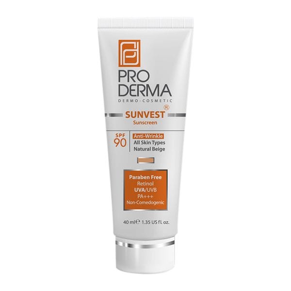 ضد آفتاب و ضد چروک بژ طبیعی SPF90 پرودرما 40میل