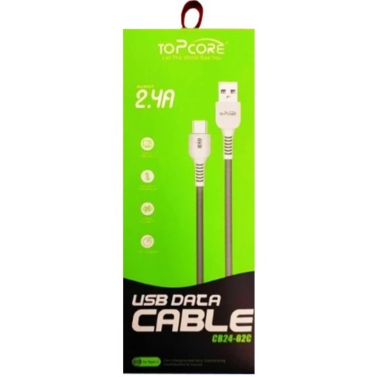 کابل شارژ و انتقال دیتا USB-A به تایپ سی (Type-C) توپکور (Topcore) مدل CB24-02C