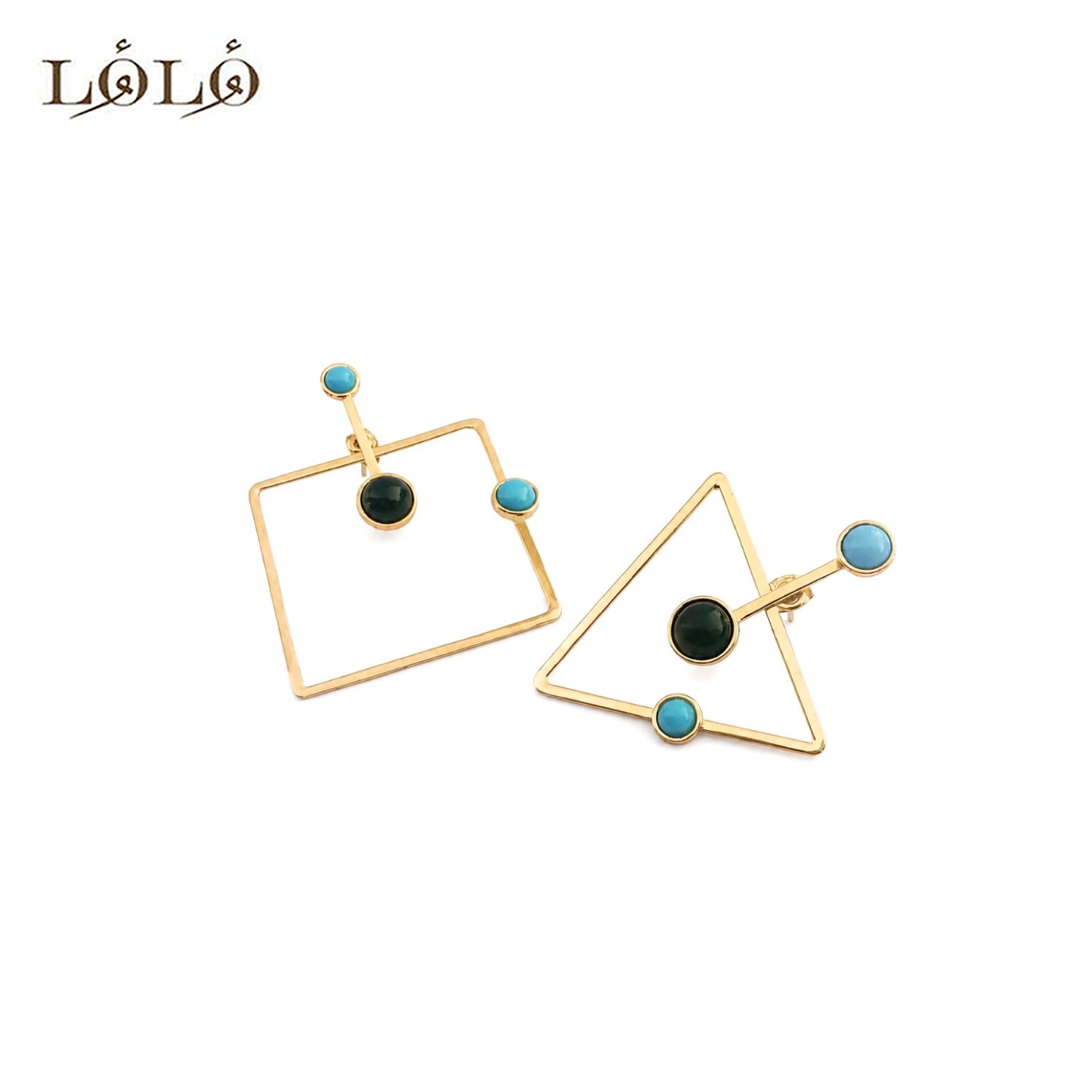 گوشواره نقره مربع و مثلث