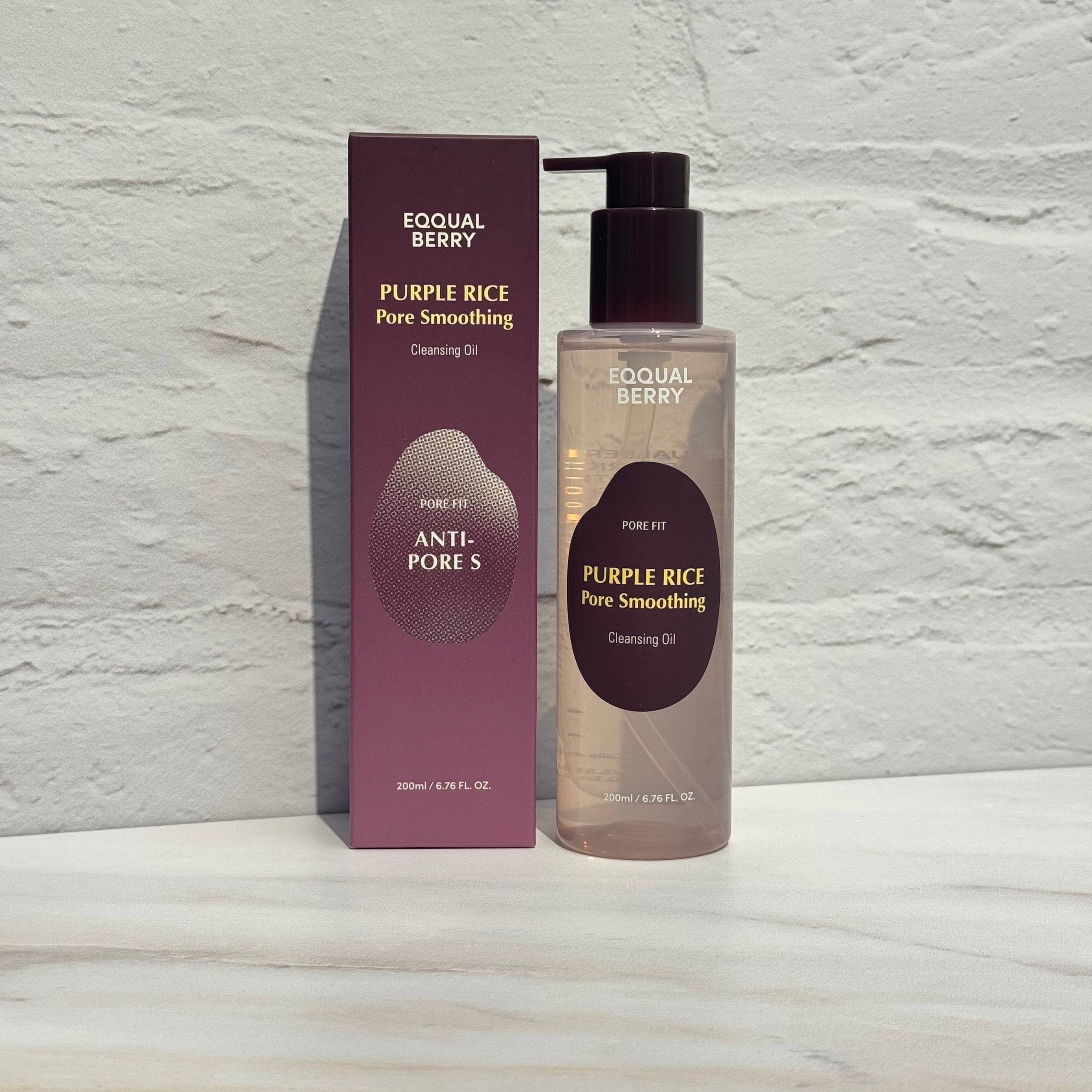 روغن پاک کننده و کنترل کننده منافذ برنج بنفش اکوال بری 200 میل Eqqualberry Purple Rice Pore Smoothing Cleansing Oil