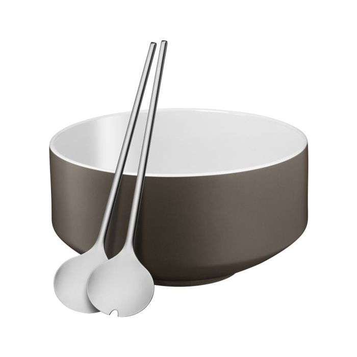 کاسه سالاد 26 سانت با قاشق و چنگال وی ام اف | WMF MOTO Salad Set Lava Grey 3-piece