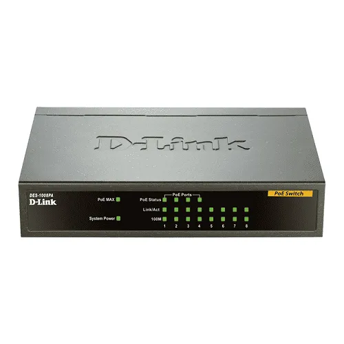 سوییچ غیر مدیریتی 8 پورت دی لینک با 4 پورت PoE مدل DES-1008PA