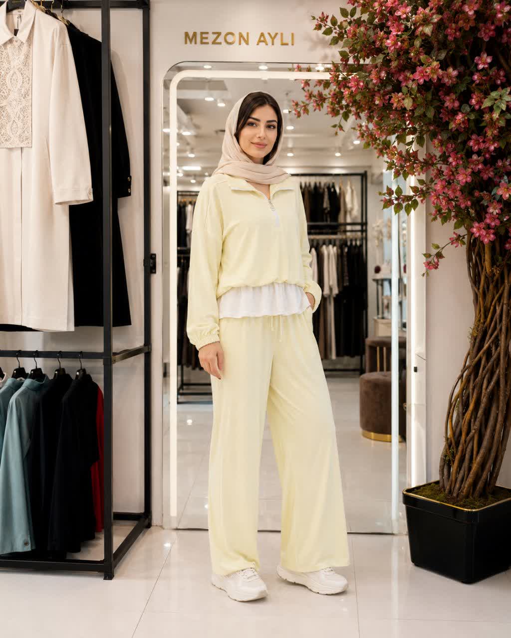ست اسپرت زنانه وارداتی خنک مدل آلیش کد 0307 - لیمویی
