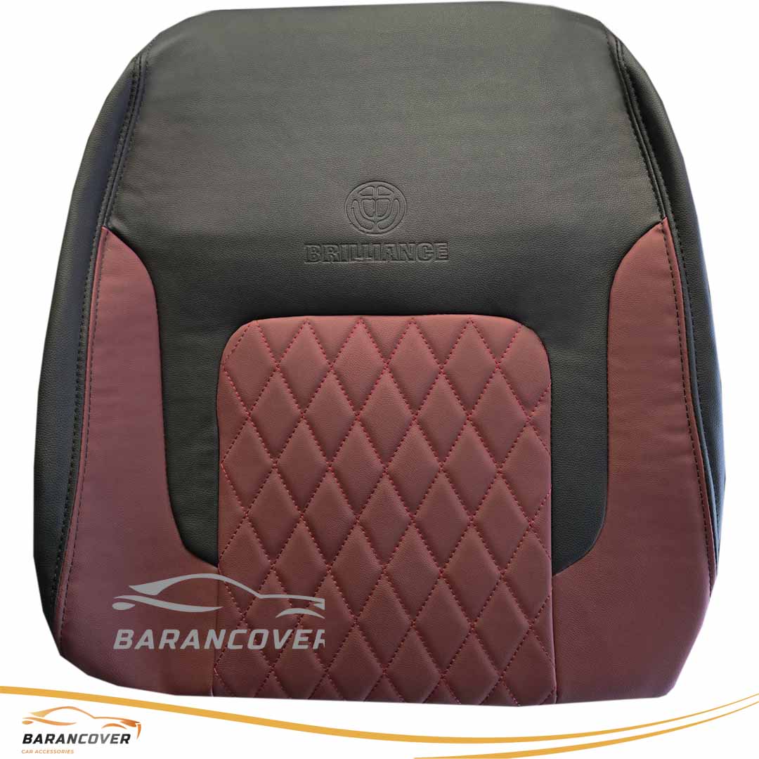 روکش صندلی برلیانس H330 چرم وسط گلدوزی رنگ مشکی زرشکی