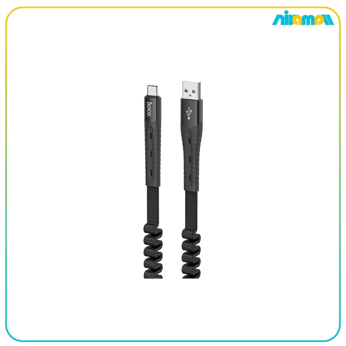 کابل فست شارژ فنری تایپ سی هوکو مدل U78 2.4A طول 1.2 متر