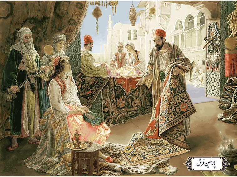 نخ و نقشه تابلو فرش طرح فرش فروش - کد NF2181
