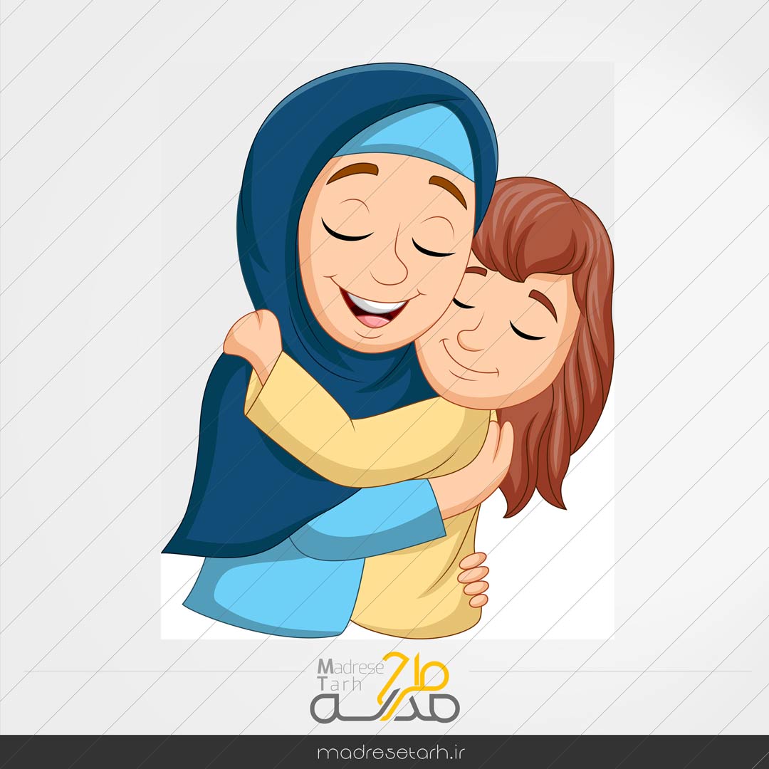 وکتور در آغوش مادر