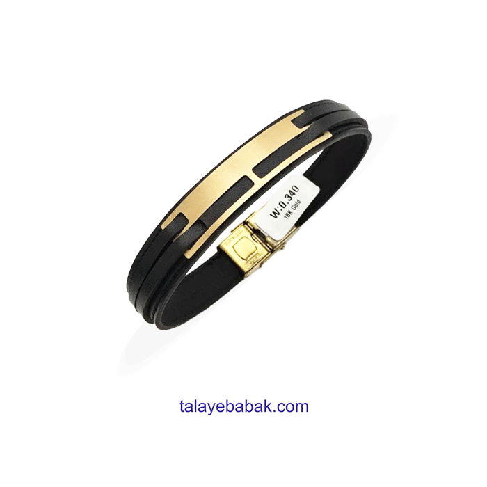 دستبند چرم و طلا DM035