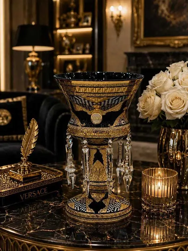 شمعدان لاله آویز متوسط فندی مشکی کد ۳۱۰