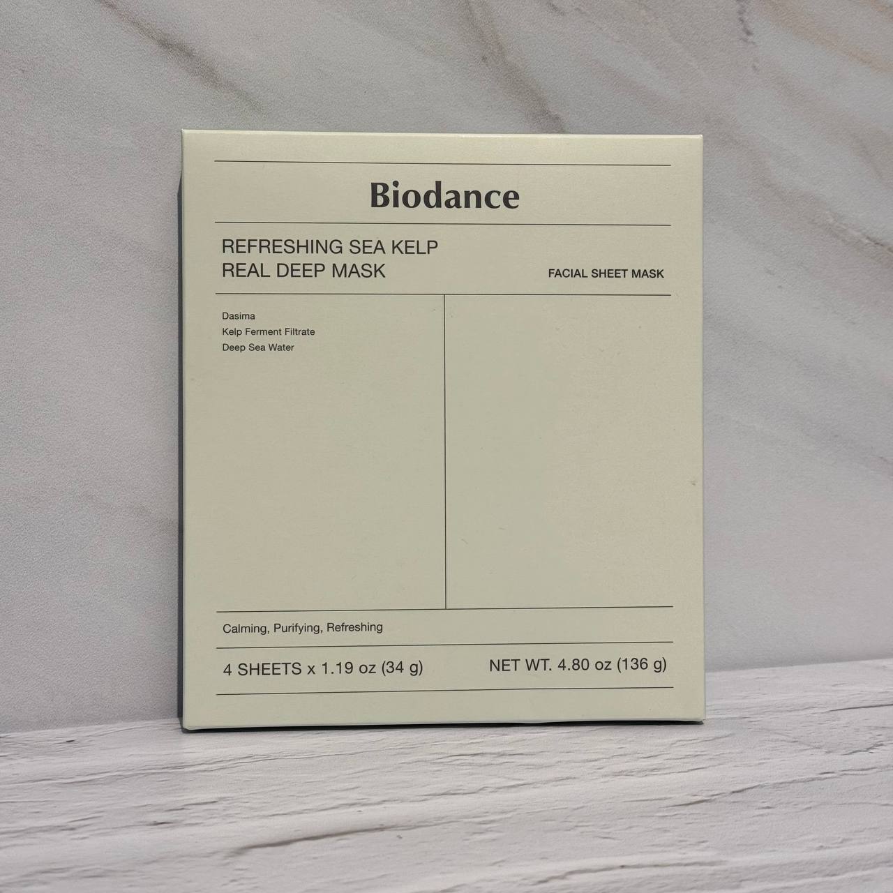 ماسک جلبک دریایی بایودنس تسکین دهنده و کنترل چربی پوست پک 4 ورقی BIODANCE Refreshing Sea kelp Real Deep Mask