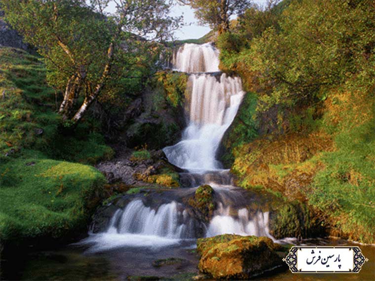نخ و نقشه تابلو فرش طرح منظره آبشار  - کد NV777