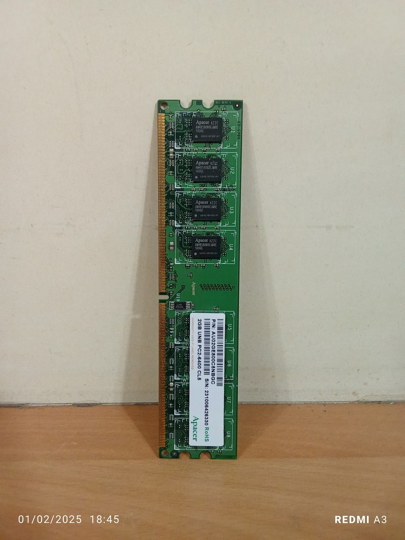 رم استوک 2 گیگ DDR2 برند APACER-باس 800(کد R-D2-33)