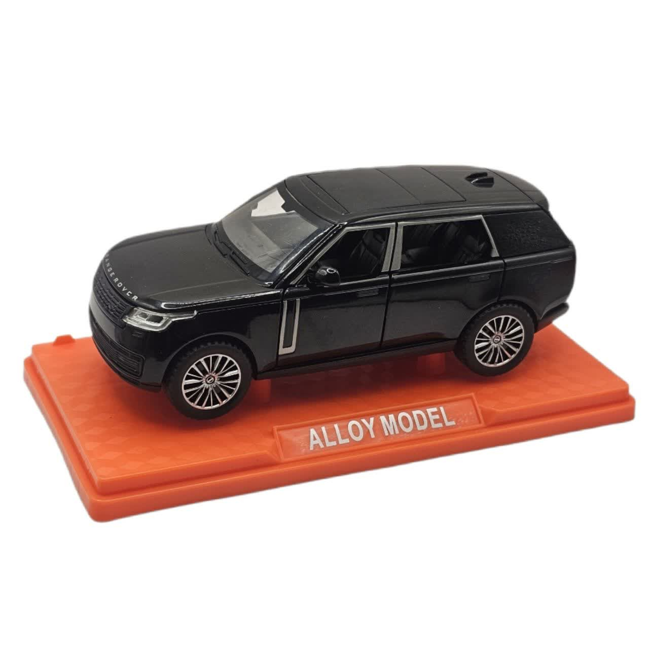 ماکت ماشین ناب سل مدل رنجروور فلزی چراغدار موزیکال کد Metallic Range Rover toy with lights and music به همراه استند