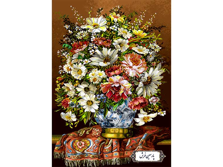 نخ و نقشه تابلو فرش گلدان مجلسی - کد NG1558