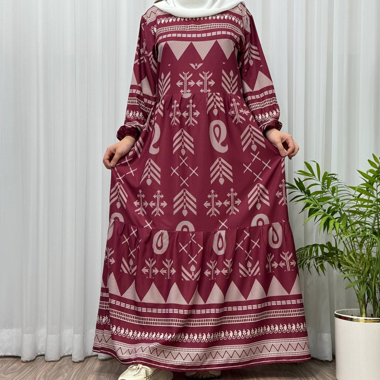 پیراهن ساحلی زنانه بوگاتی مدل  ترمه آسمانی - زرشکی