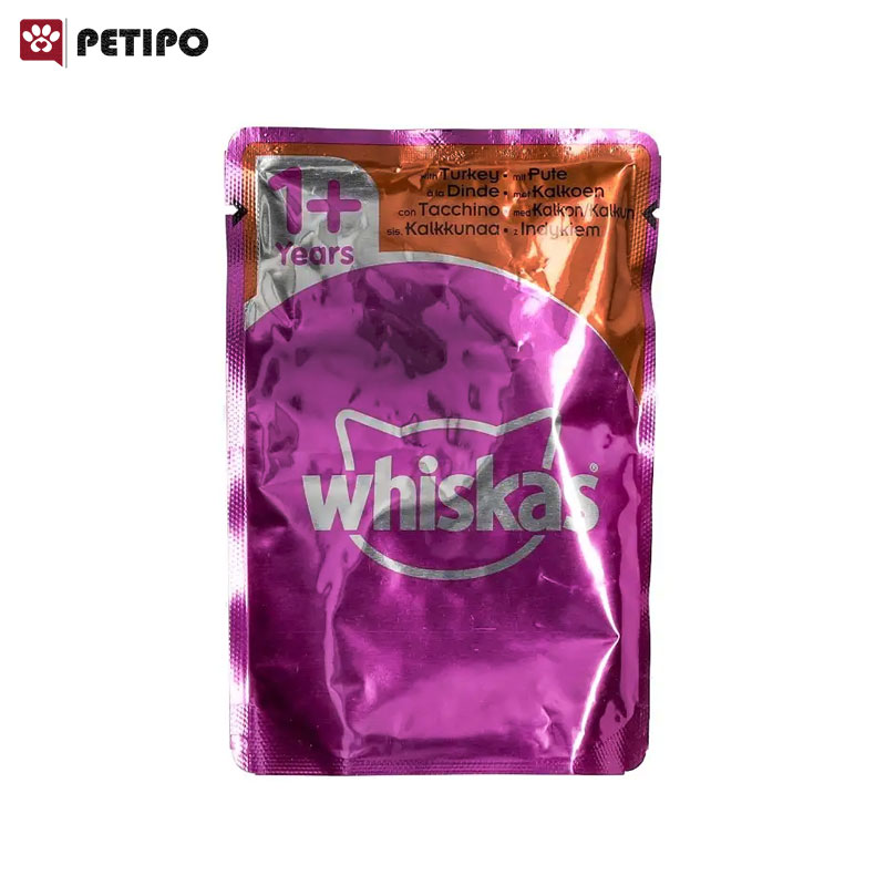غذای پوچ گربه بالغ با طعم بوقلمون ویسکاس (Whiskas Turkey In Jelly Pouch) وزن 85 گرم