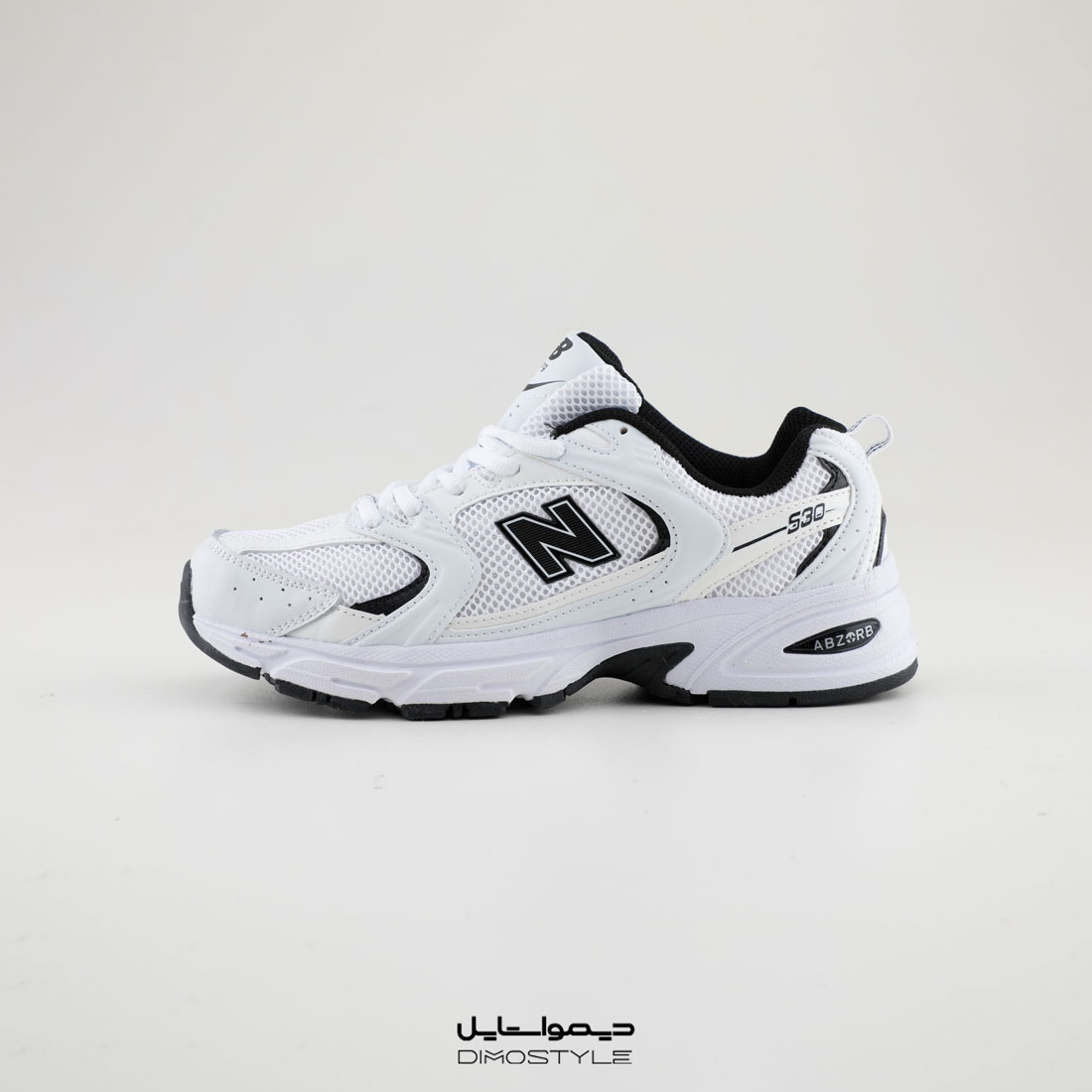 کفش اسپرت نیوبالانس سفید & لوگو مشکی NB_MR530WB