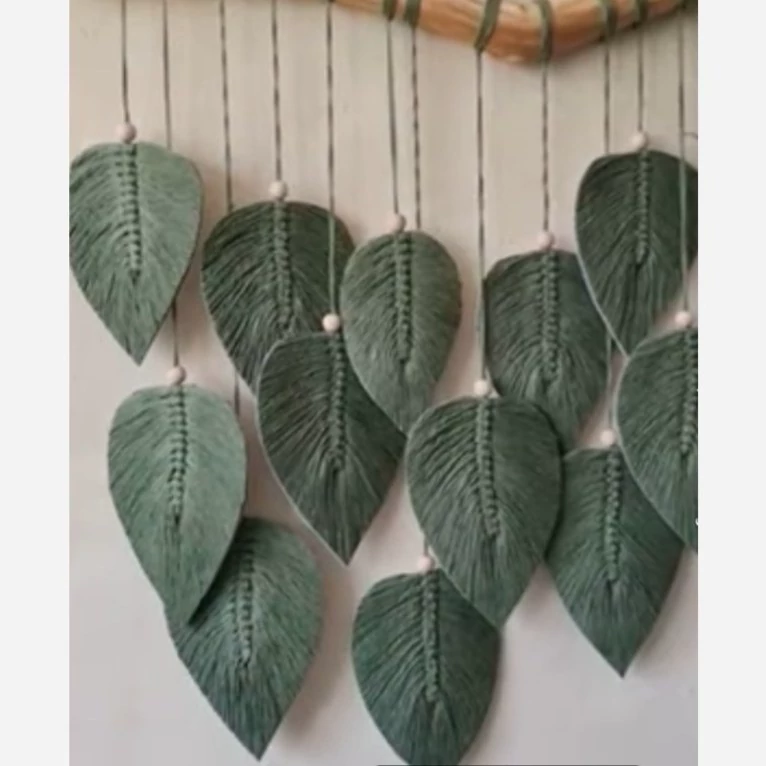 دیوارکوب مکرومه برگ سبز