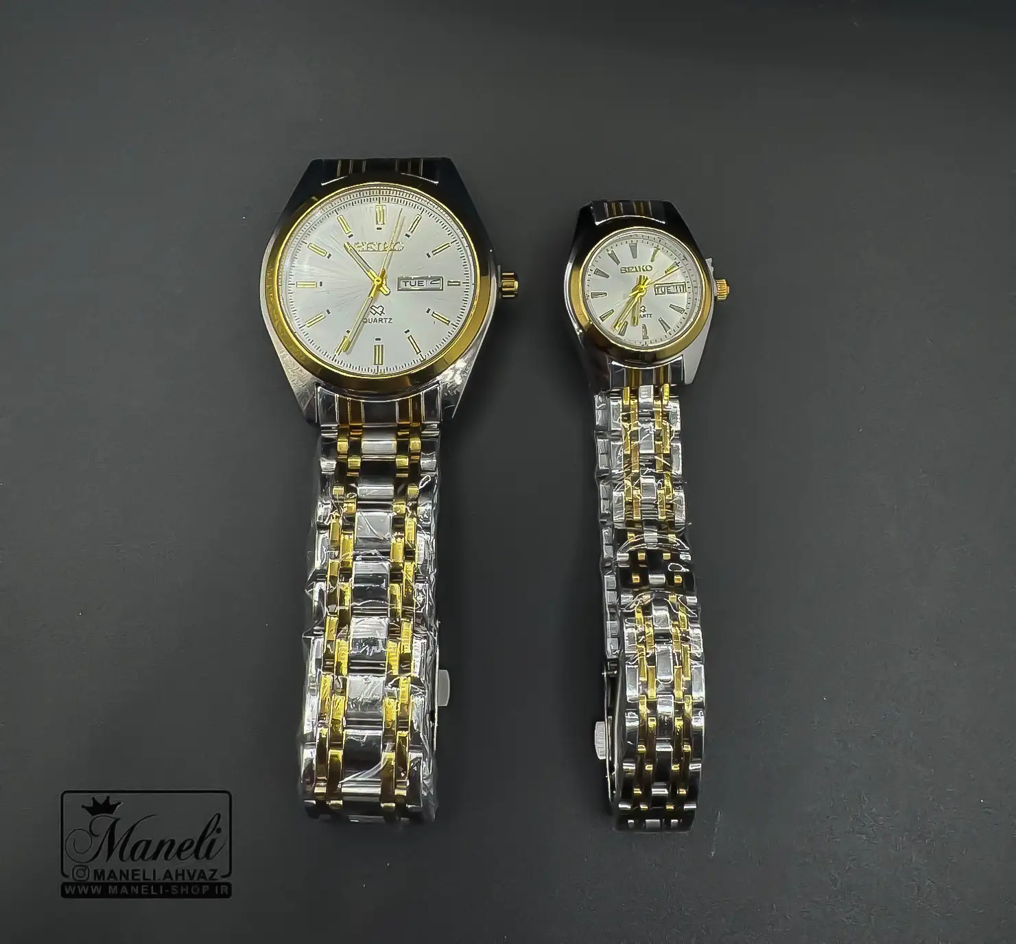 ست ساعت سیکو (SEIKO)  زنانه و مردانه سیلور و طلایی قیمت اقتصادی
