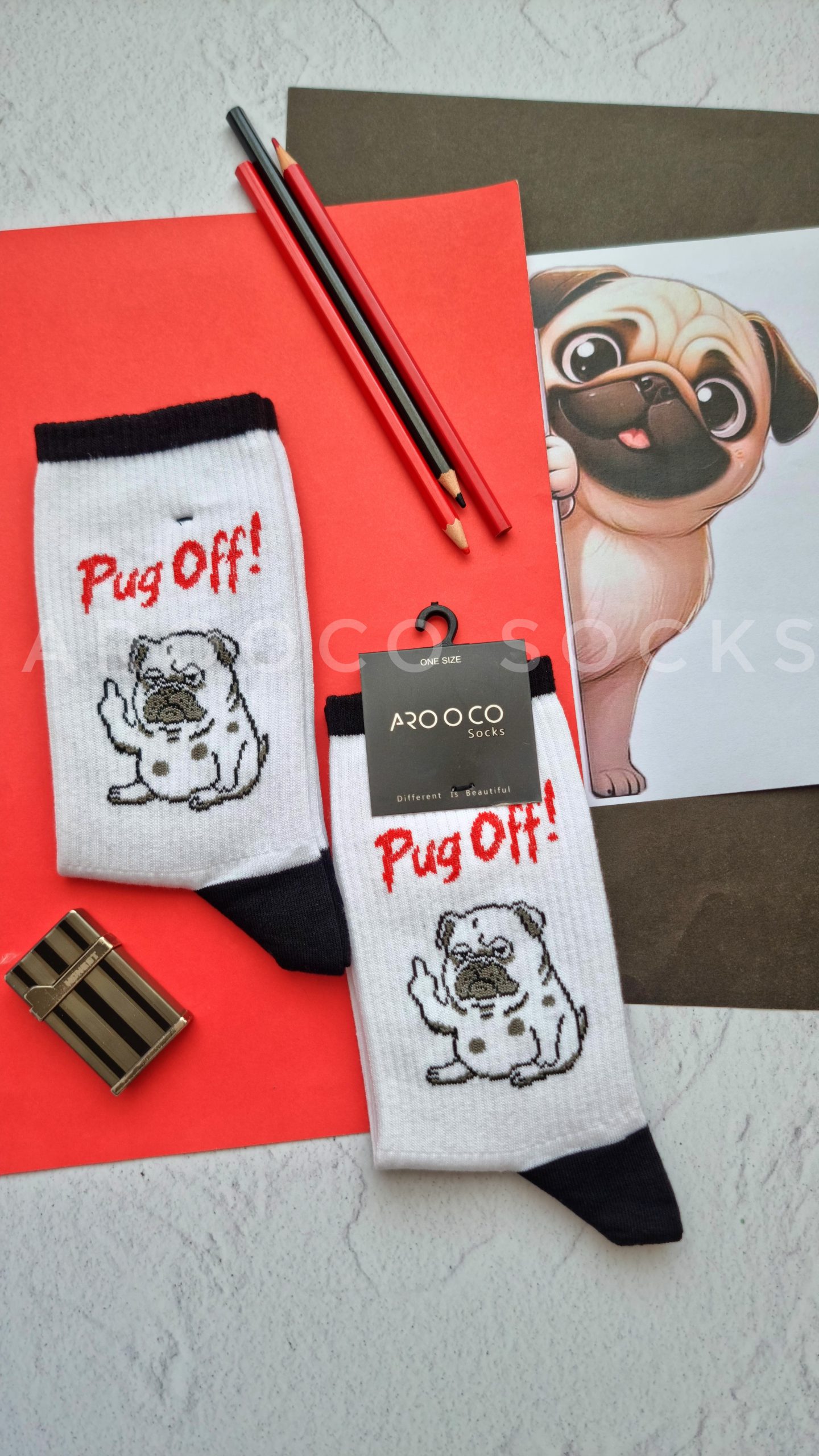جوراب ساقدار فانتزی طرح PUG DOG کد 832
