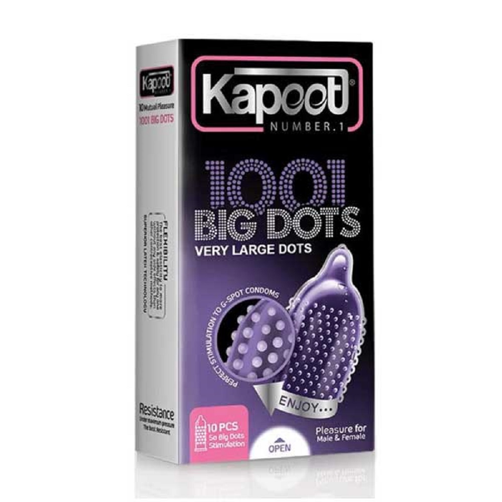 کاندوم 1001خاردار درشت کاپوت مدل Big Dots بسته 10 عددی انقضا 2030
