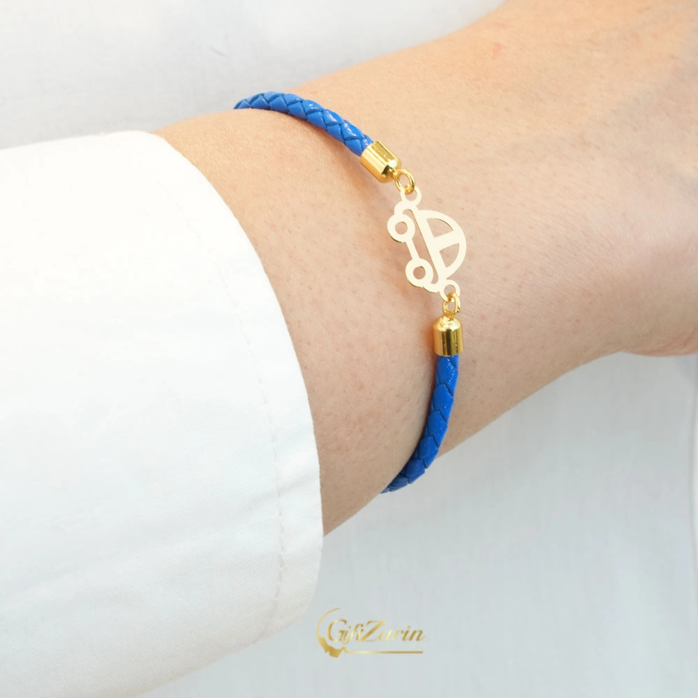 دستبند چرم و طلا ماشین B224