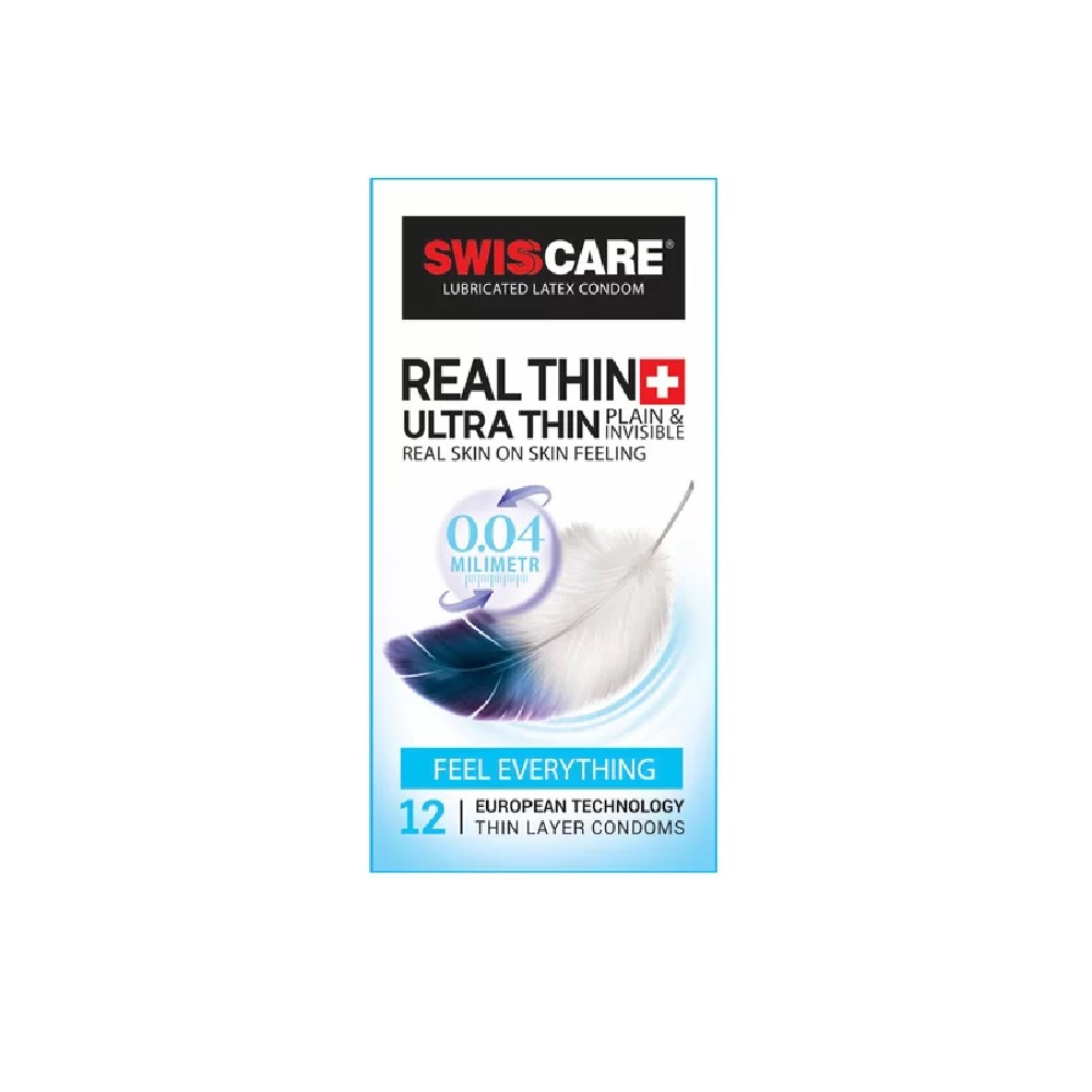 کاندوم بسیار نازک سوئیس کر مدل Real Thin Ultra Thin بسته 12 عددی انقضا 2028