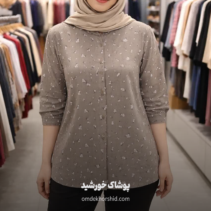 تونیک جلو دکمه گل گچی