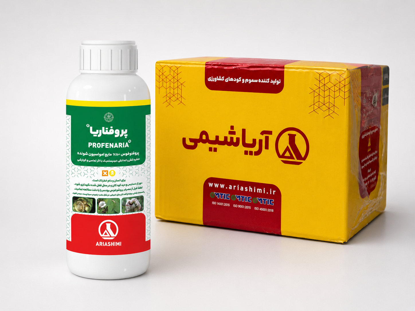حشره‌کش پروفنوفوس آریاشیمی (پروفناریا) ۵۰٪ EC ۱ لیتری - فروش عمده (کارتن ۱۲ عددی)