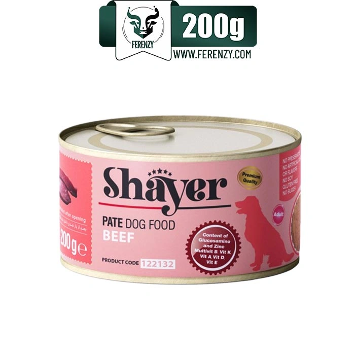 کنسرو سگ شایر طعم گوشت گاو مدل پته وزن 200 گرم Shayer Pate Dog Food Beef