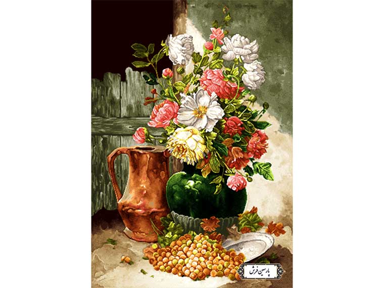 نخ و نقشه تابلو فرش طرح گل و انگور - کد NG1511