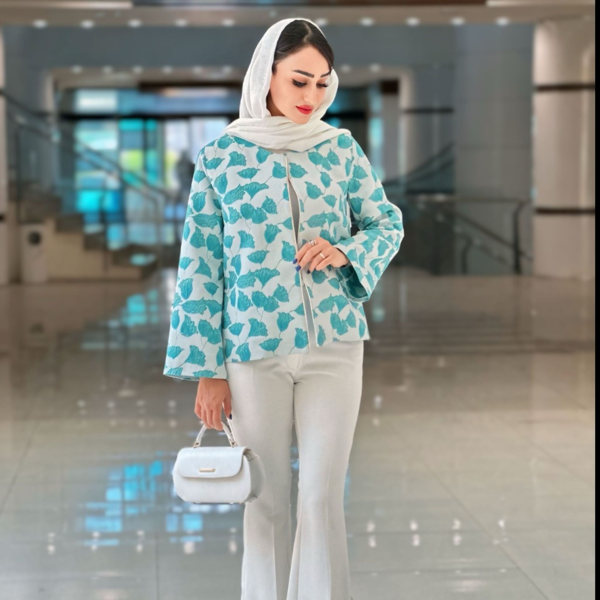 کت زنانه ژاکارد شقایق (ابی)