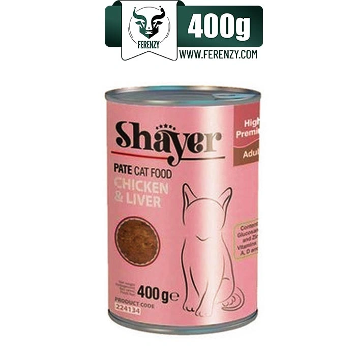 کنسرو گربه بالغ شایر طعم مرغ و جگر مدل پته وزن 400 گرم Shayer pate Cat Food