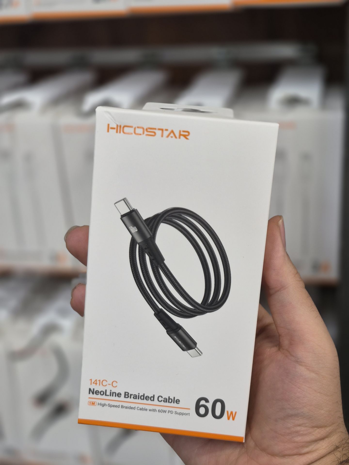 کابل شارژ PD و فست Hicostar Type-C to Type-C مدل 141C-C 60W - مشکی