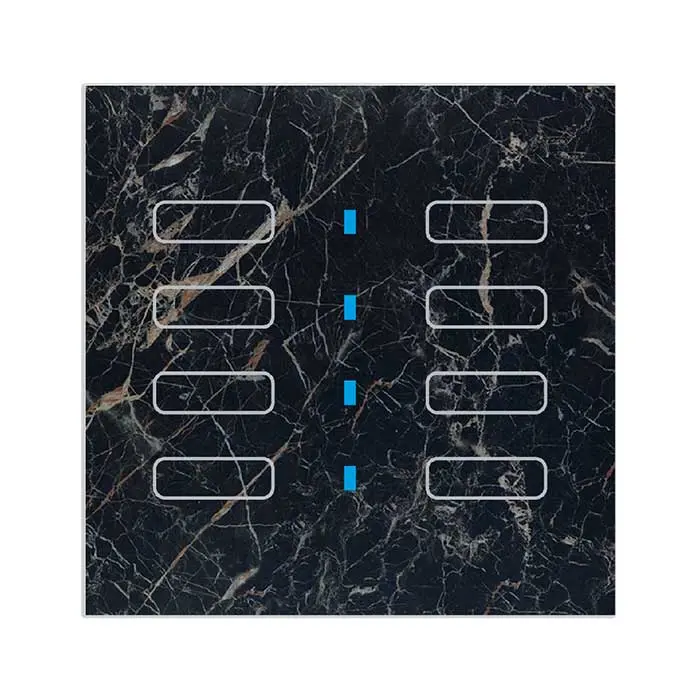 کلید هوشمند QUBIK MARBLE Glass keypad 8 buttons, 80X80 Black