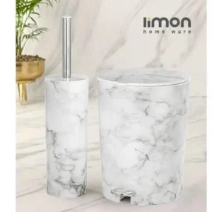 سطل و فرچه طرح سنگ لیمون کد 238000 - سفید-صدفی