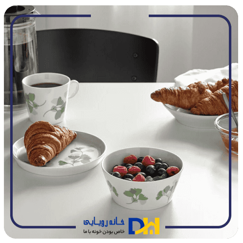 پیاله و پیش دستی طرح برگ بسته دوعددی ایکیا