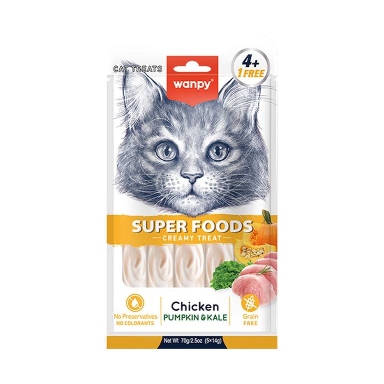 بستنی گربه بالغ ونپی مدل SuperFood Chicken pumpkin & kale وزن 70 گرم