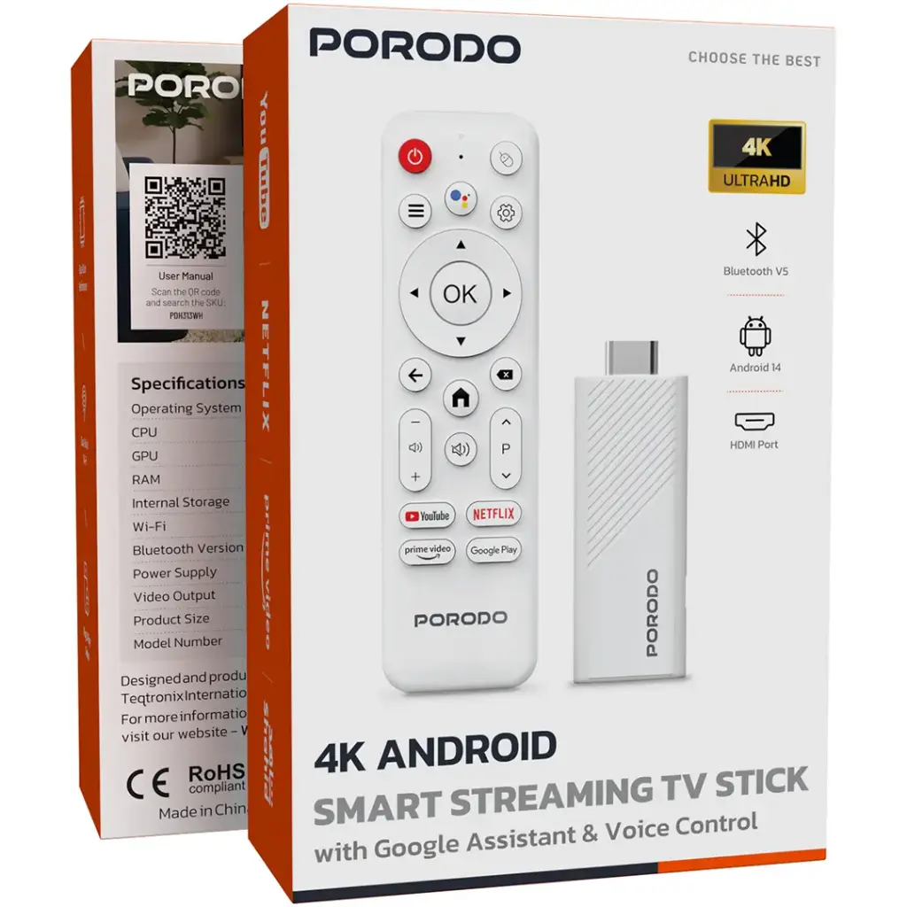 اندروید باکس 4K پرودو  Porodo AndroidBox PDH313WH