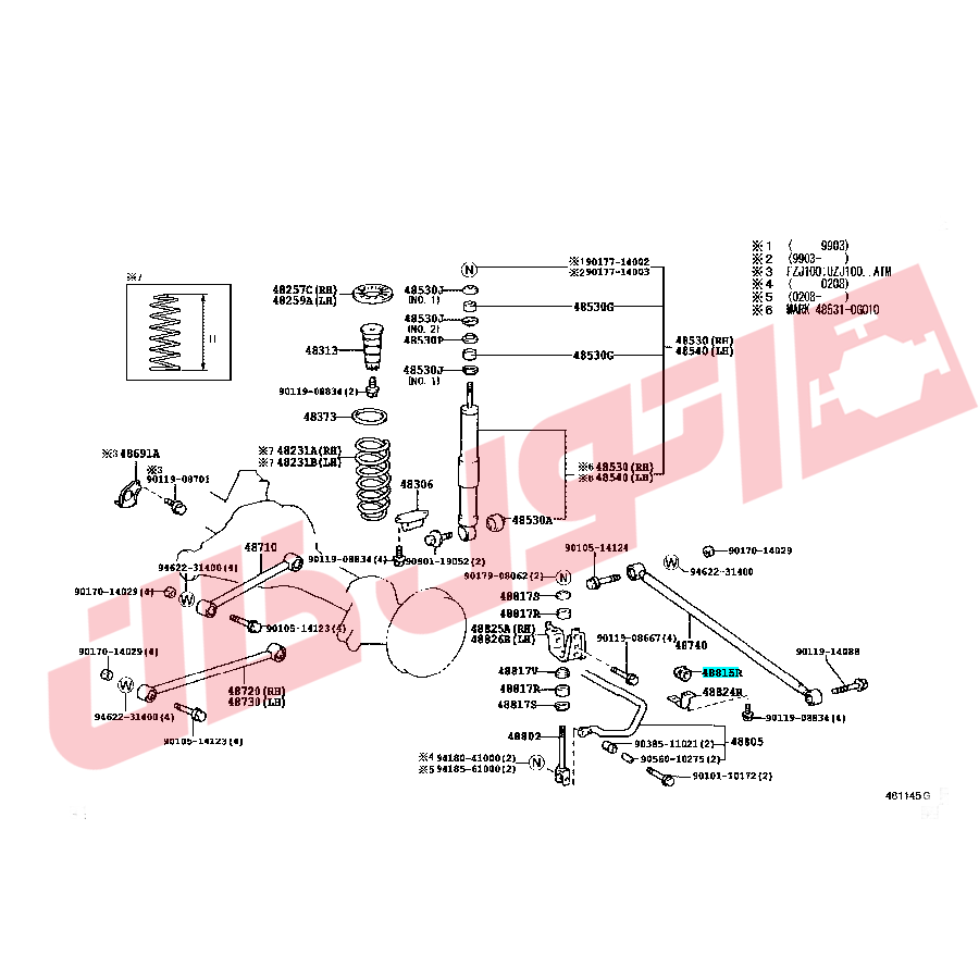 لاستیک چاکدار عقب لندکروزر سری 100 مدل 2007-2000