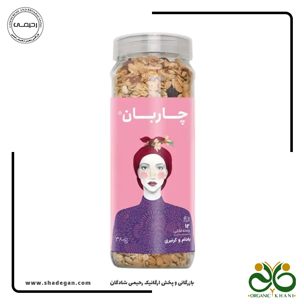 موسلی بادام و کرنبری شیشه ای چاربان 380 گرم