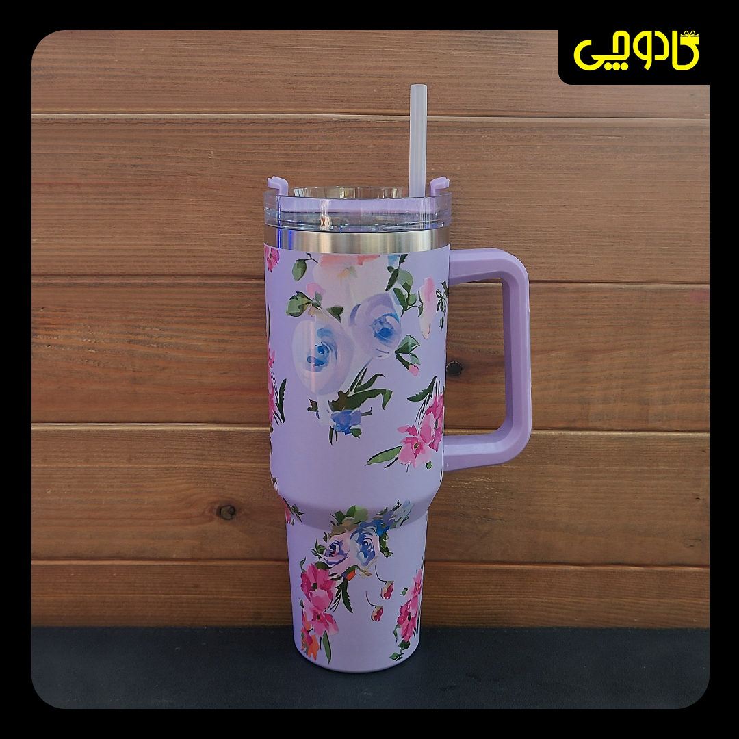 تراولماگ / تامبلر گلدار برند SZM  - بنفش