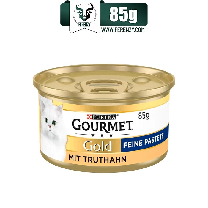 کنسرو گربه بالغ گورمت طعم بوقلمون مدل پته وزن 85 گرم Gourmet Gold turkey